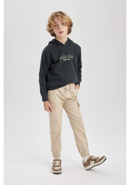 Erkek Çocuk Kargo Cepli Beli Bağcıklı Lastikli Paça Jogger Gabardin Pantolon Z1572A624SP