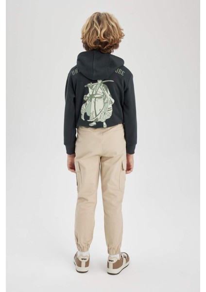 Erkek Çocuk Kargo Cepli Beli Bağcıklı Lastikli Paça Jogger Gabardin Pantolon Z1572A624SP