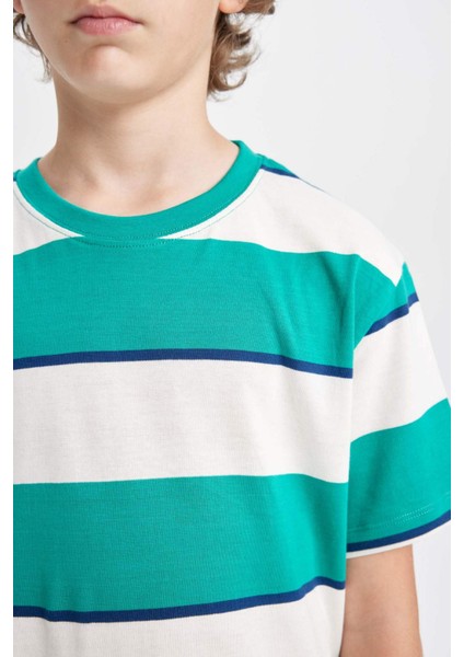 Erkek Çocuk Bisiklet Yaka Çizgili Kısa Kollu Tişört B5931A824SM