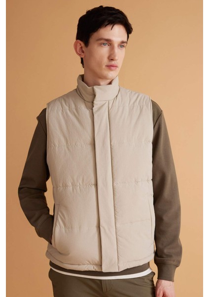 Slim Fit Dar Kesim Polo Yaka Yelek Astarlı Fermuarlı Çıtçıt Kapamalı Cepli Mevsimlik Hafif B6862AX24SP