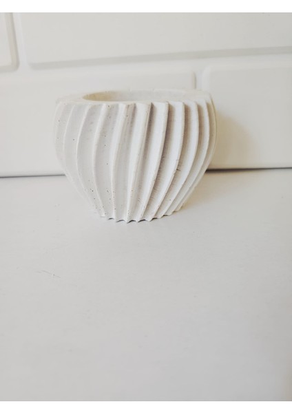El Yapımı Spiral Beton Saksı / Vazo – Kaktüs, Sukulent ve Mini Bitkiler Için Beyaz modelleri