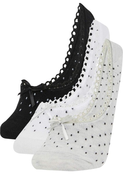 Kadın Aplike 3'lü Pamuklu Babet Çorap B8448AXNS