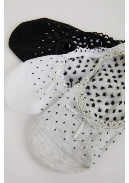 Kadın Aplike 3'lü Pamuklu Babet Çorap B8448AXNS