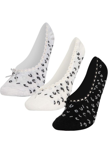Kadın Aplike 3'lü Pamuklu Babet Çorap B8441AXNS