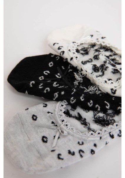 Kadın Aplike 3'lü Pamuklu Babet Çorap B8441AXNS