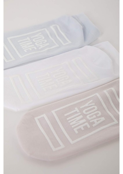 Kadın 3'lü Pamuklu Pilates Çorabı Y8870AZNS