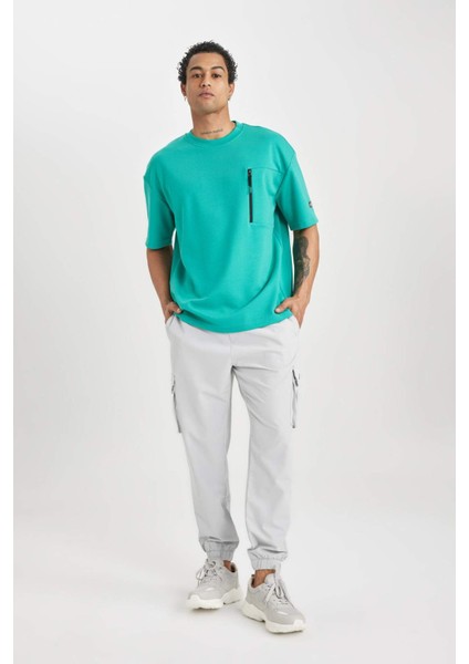 Fit Sporcu Jogger Eşofman Altı Standart Fit Kargo Cepli Dokuma Beli Paçası Lastikli C0043AX24SP