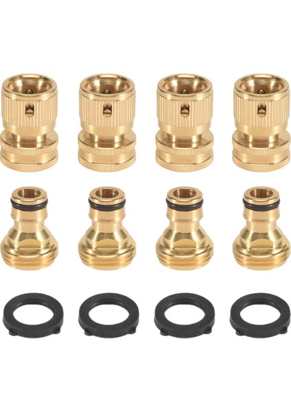 Bahçe Hortumu Hızlı Konektör Katı Pirinç, 3/4 Inç Gt Iplik Takma Sızdırmaz Su Hortumu Kadın ve Erkek Adaptör (4 Set) (Yurt Dışından)