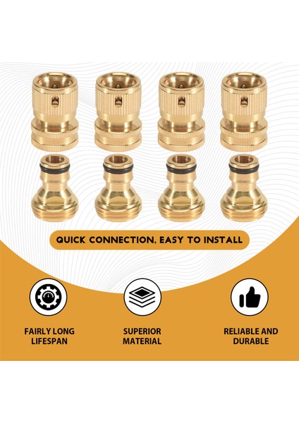 Bahçe Hortumu Hızlı Konektör Katı Pirinç, 3/4 Inç Gt Iplik Takma Sızdırmaz Su Hortumu Kadın ve Erkek Adaptör (4 Set) (Yurt Dışından) fırsatları