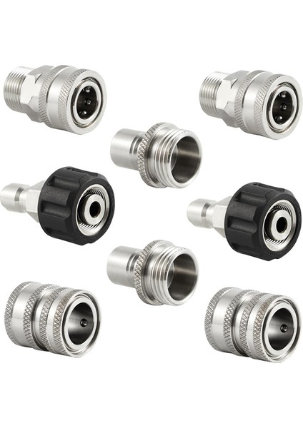 Paslanmaz Çelik Basınçlı Yıkayıcı Hızlı Bağlantı Kiti, M22 14MM Ila 3/8in Hızlı Bağlantı, 3/4in Ila 1/2in Hızlı Serbest Bırakma Adaptörü (Yurt Dışından)
