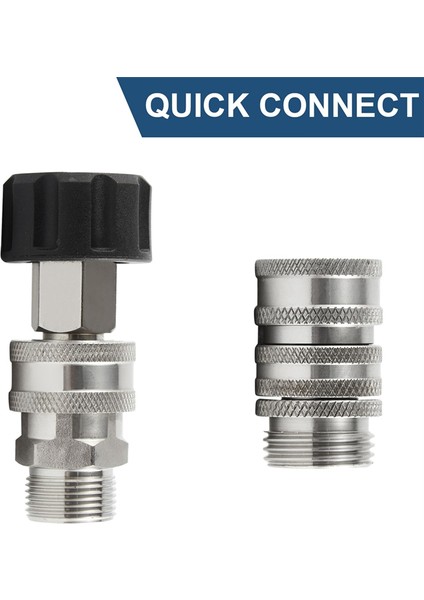 Paslanmaz Çelik Basınçlı Yıkayıcı Hızlı Bağlantı Kiti, M22 14MM Ila 3/8in Hızlı Bağlantı, 3/4in Ila 1/2in Hızlı Serbest Bırakma Adaptörü (Yurt Dışından) modelleri