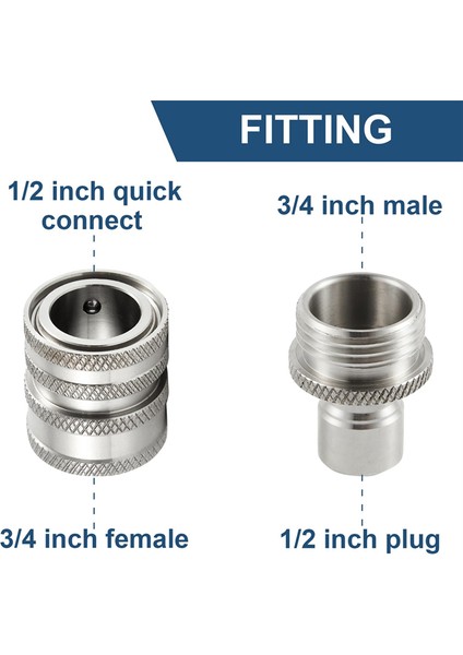 Paslanmaz Çelik Basınçlı Yıkayıcı Hızlı Bağlantı Kiti, M22 14MM Ila 3/8in Hızlı Bağlantı, 3/4in Ila 1/2in Hızlı Serbest Bırakma Adaptörü (Yurt Dışından) indirimleri