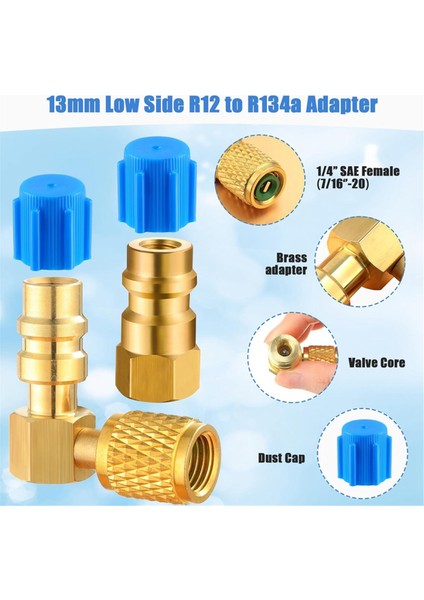 R12 Ila R134A Ac Bağlantı Dönüştürme Adaptör Kiti, Hızlı Bağlayıcı Valf A/c 90 ° Port Retrofit Adaptörü Yüksek/düşük Basınç (Yurt Dışından) modelleri
