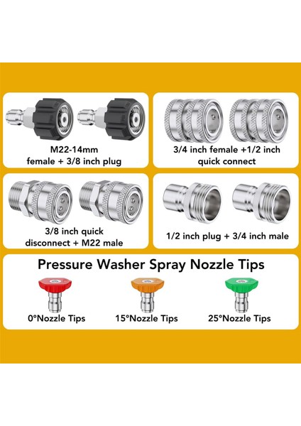 Basınçlı Yıkayıcı Adaptör Seti, Hızlı Bağlantı Kesme Kiti, M22 Döner 3/8inch Hızlı Bağlantı Kesme, 3/4inch Hızlı Bağlantı Kesmek (Yurt Dışından) modelleri