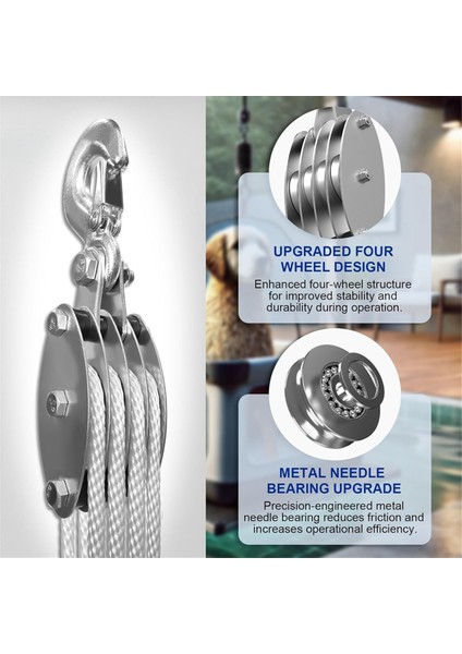 Blok ve Mücadele Kasnak Sistemi, 4 Tekerlekli Halat Kasnağı Vinç, 65FT 1/4 Inç Ip ile 2200LB Iş Yükü, Kompakt Ip Beyaz (Yurt Dışından) modelleri