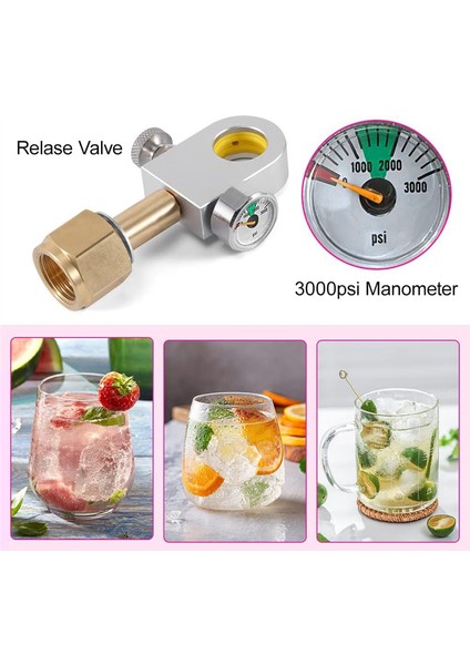 Co2 Dolunma Adaptörü Duo, Art, Terra Hızlı Bağlantı Co2 Silindiri W21.8-14 Co2 Şişe Için 3000PSI Basınç Göstergesi (Yurt Dışından) indirimleri