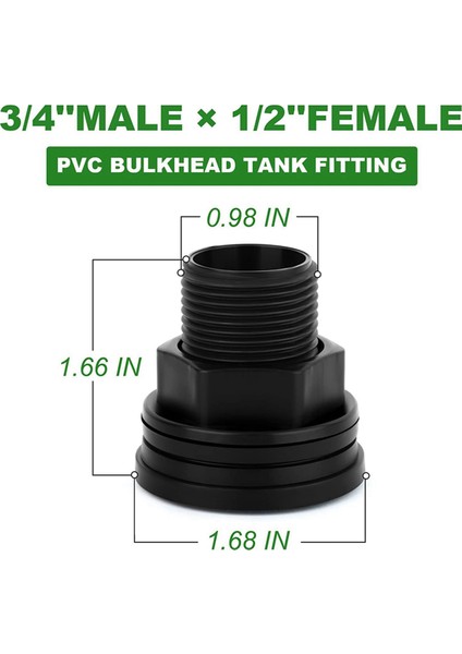 2x Pvc Bulkhead Fitting Çift Dişli Bulk Başlıklı Su Deposu Konnektörü Yağmur Fıçıları Akvaryumları Su Tankları Küvetler Havuzlar (Yurt Dışından) fırsatları
