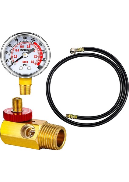 Hava Deposu Onarım Kiti Güvenlik Valfi, 0-200 Psı Basınç Göstergesi ve 4 Feet Hava Deposu Hortum Montaj Kiti Taşınabilir Taşıma Tankı Için (Yurt Dışından)