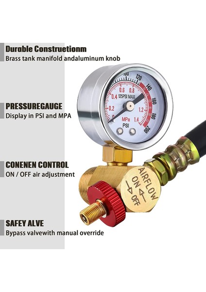 Hava Deposu Onarım Kiti Güvenlik Valfi, 0-200 Psı Basınç Göstergesi ve 4 Feet Hava Deposu Hortum Montaj Kiti Taşınabilir Taşıma Tankı Için (Yurt Dışından) modelleri
