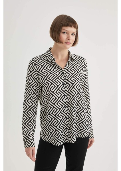 Regular Fit Uzun Kollu Desenli Gömlek I8266AZ24SP