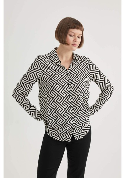 Regular Fit Uzun Kollu Desenli Gömlek I8266AZ24SP