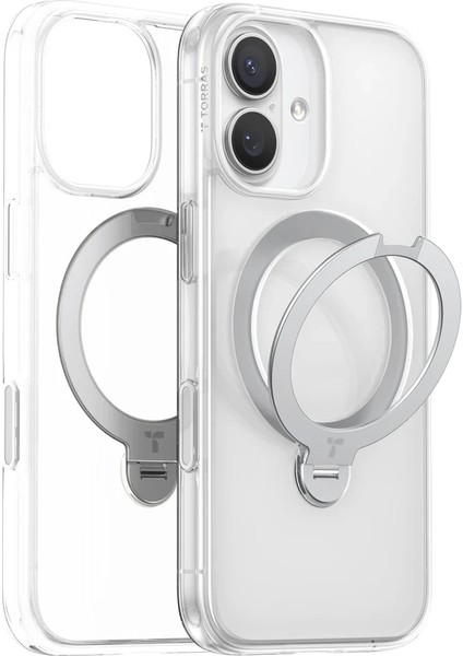 Apple iPhone 17 O Stand Spin Serisi Magsafe Kılıf - Şeffaf