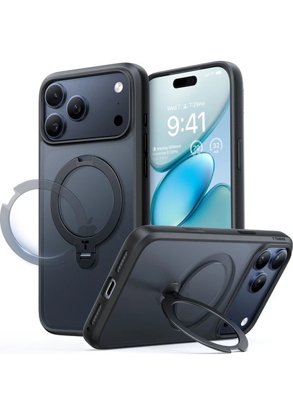 Apple iPhone 17 Pro Max O Stand Spin Serisi Magsafe Kılıf - Siyah fiyatları