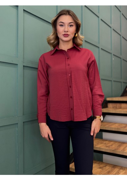 Kadın Önden Düğmeli Uzun Kollu Gömlek