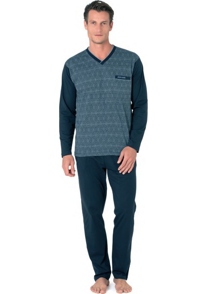 Erkek Kuzun Kollu V Yaka Pijama Takım 6110