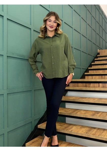 Kadın Önden Düğmeli Uzun Kollu Gömlek modelleri