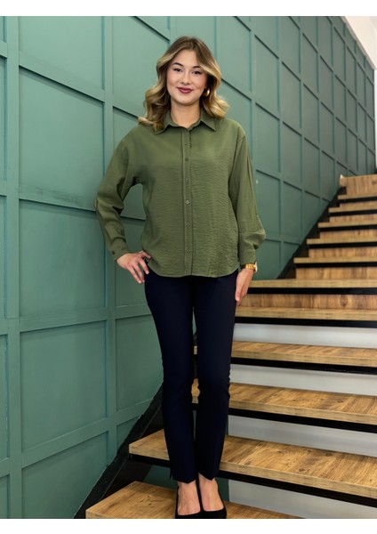 Kadın Önden Düğmeli Uzun Kollu Gömlek fırsatları