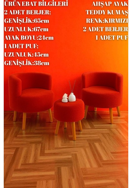 Manolya Berjer Seti Ikili Koltuk ve Puf Takımı Oturma Odası Balkon Alon Ofis 3'lü Takım fiyatları