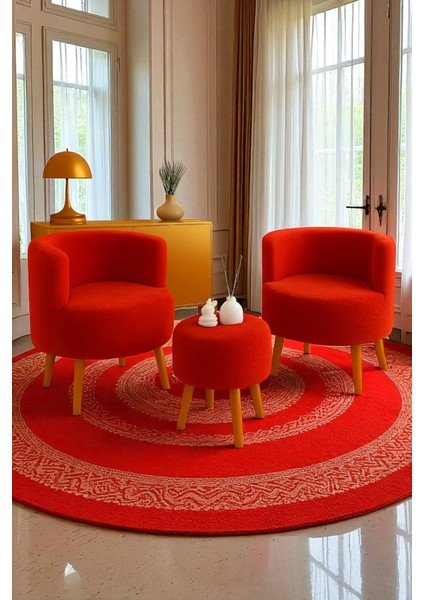 Manolya Berjer Seti Ikili Koltuk ve Puf Takımı Oturma Odası Balkon Alon Ofis 3'lü Takım modelleri