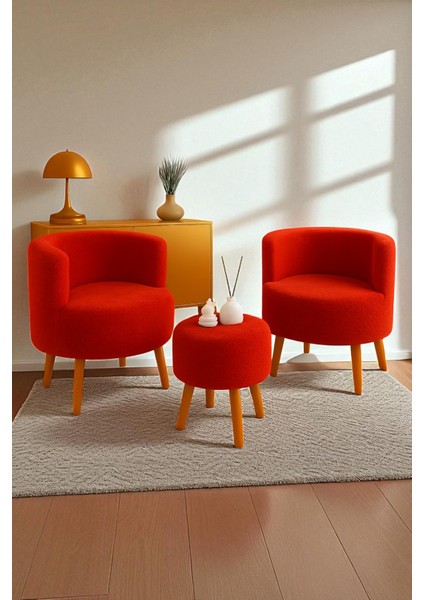 Manolya Berjer Seti Ikili Koltuk ve Puf Takımı Oturma Odası Balkon Alon Ofis 3'lü Takım fırsatları