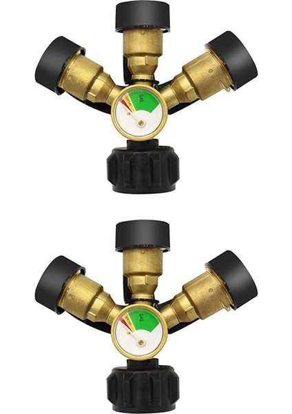 2x 3 Yollu Propan Ayırt Edici Gösterge ve Kapatma Valfi, 3 Y Propan Gaz Ayırıcı, Propan Lp Tank Tee Gösterge Adaptörü (Yurt Dışından)