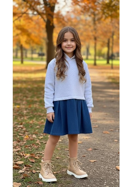 Kapüşonlu Kız Çocuk Elbise