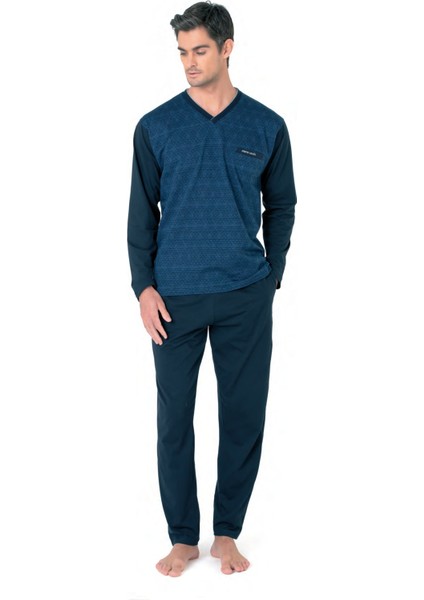 Erkek Kuzun Kollu V Yaka Pijama Takım 6110