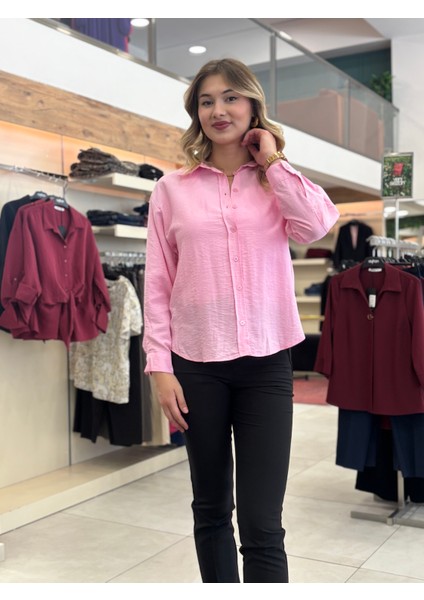 Kadın Önden Düğmeli Uzun Kollu Gömlek