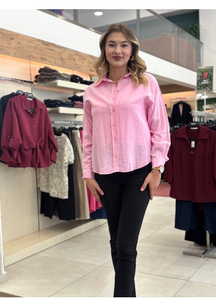 Kadın Önden Düğmeli Uzun Kollu Gömlek