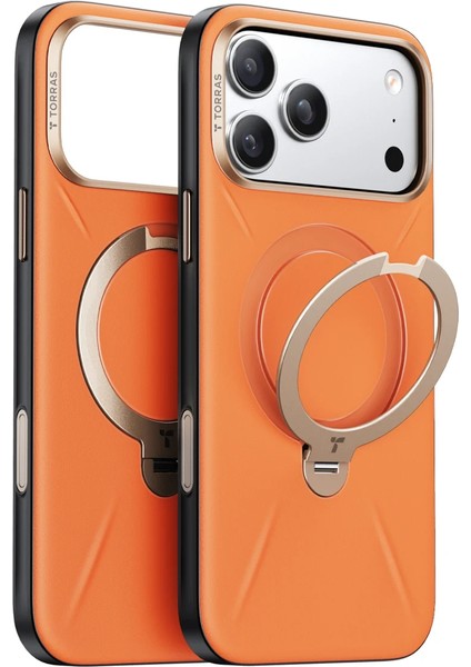 Apple iPhone 17 Pro Max O Stand Spin Vegskin Serisi Magsafe Kılıf - Turuncu