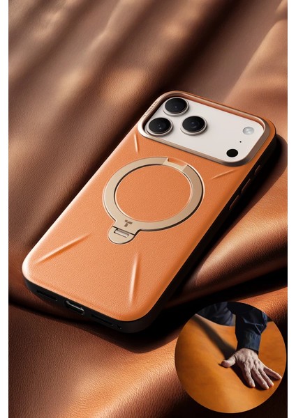 Apple iPhone 17 Pro Max O Stand Spin Vegskin Serisi Magsafe Kılıf - Turuncu fırsatları