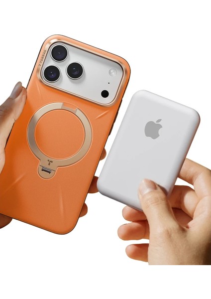 Apple iPhone 17 Pro Max O Stand Spin Vegskin Serisi Magsafe Kılıf - Turuncu indirimleri