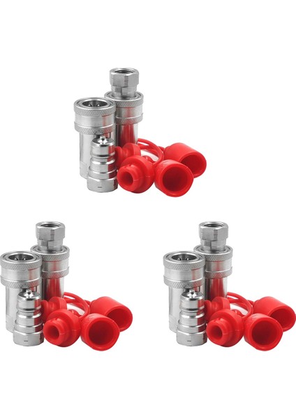 3set 3/8ınch Npt Iplik ISO7241-1A Hidrolik Hızlı Bağlantı Kesik Kesik Kuplör Seti Toz Kapağı ile (Yurt Dışından)
