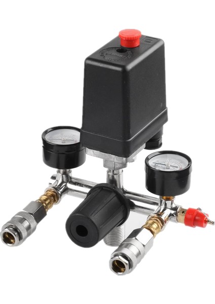 Hava Kompresörü Basınç Kontrol Göstergesi Hava Vanası Manifold Yağsız Sessiz Hava Kompresörü Ayarlanabilir Çıkış Valfi 175PSI (Yurt Dışından)