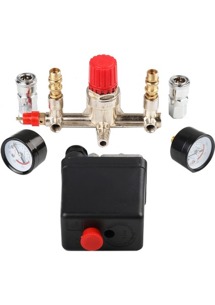 Hava Kompresörü Basınç Kontrol Göstergesi Hava Vanası Manifold Yağsız Sessiz Hava Kompresörü Ayarlanabilir Çıkış Valfi 175PSI (Yurt Dışından) fırsatları