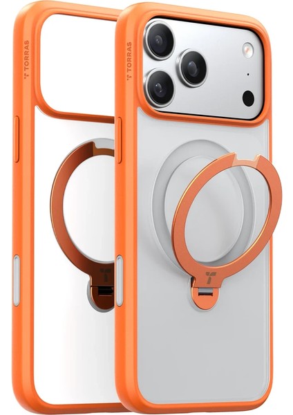 Apple iPhone 17 Pro O Stand Spin Serisi Magsafe Kılıf - Turuncu