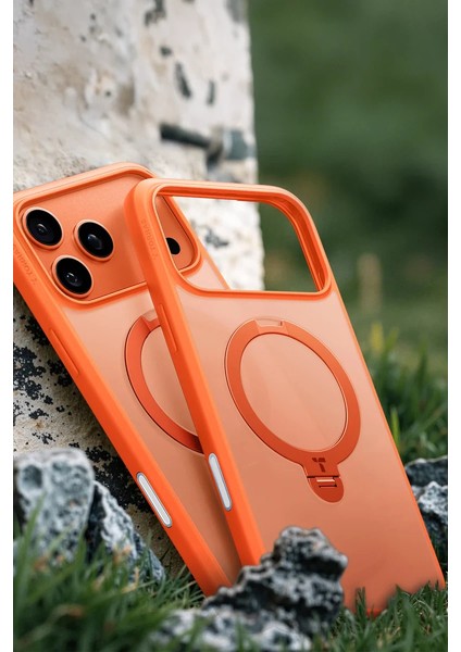 Apple iPhone 17 Pro O Stand Spin Serisi Magsafe Kılıf - Turuncu fırsatları