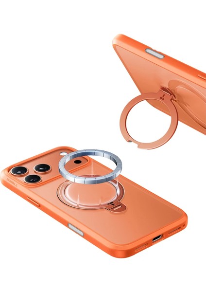 Apple iPhone 17 Pro O Stand Spin Serisi Magsafe Kılıf - Turuncu indirimleri