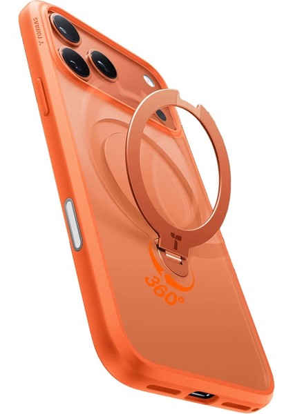Apple iPhone 17 Pro O Stand Spin Serisi Magsafe Kılıf - Turuncu