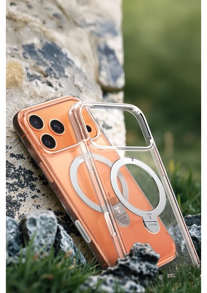 Apple iPhone 17 Pro O Stand Spin Serisi Magsafe Kılıf - Şeffaf indirimleri